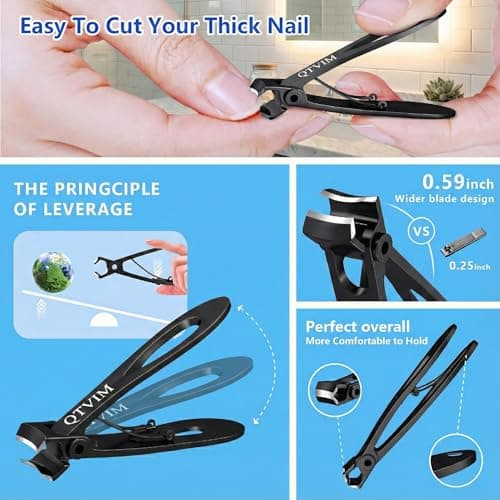 Toenail Clippers for Thick Nails for Men Seniors|3 Pack Ergonomic Long Handle Angled Head Toe Nail Clippers with Catcher|Premium Steel Wide Opening Fingernail Clipper-Heavy Duty Nail Clipper for women - Thumbnail 6