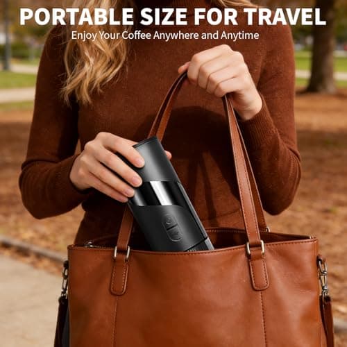 Portable Coffee Maker Set - Travel Coffee Maker, Electric Espresso Machine for Camping, Travel, Car, RV, Hiking, with Ground Coffee & Capsule Accessories, Milk Frother, Grinder, Gift for Coffee Lover - Thumbnail 4
