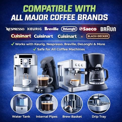 Coffee Machine Cleaner Descaler Tablets 25 Pack - Compatible With Keurig, Nespresso, Philips, Ninja, Delonghi, Miele, Breville & More - Coffee Maker Cleaner Tablets with 1 Year Supply - Thumbnail 5