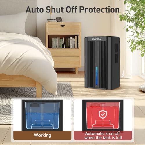 Dehumidifier, 95OZ Dehumidifier for Home 1000 Sq.Ft - Quiet with Auto Shut Off & Relaxing 7 Color Ambient Light,Ideal for Livingroom, Bedroom, Basement(Black) - Thumbnail 4