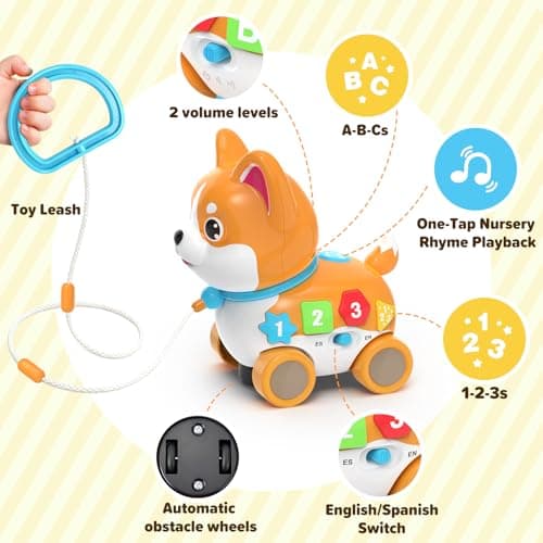 Baby Toys for 6-12-18 Month, 3-in-1 Musical Puppy Toy, Crawling & Walking Toys for 1 Year Old Boy Girl Gifts, Bilingual Learning Educational for 7 8 9 10 Months Developmental Toy - Thumbnail 5