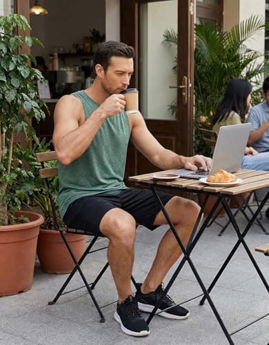 PINSPARK Men's Tank Tops Quick Dry Bodybuilding Muscle Shirts Lightweight Breathable Sleeveless Shirts Athletic Gym Workout Tank L Green - Thumbnail 5