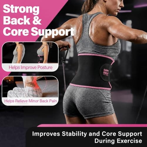 YITIANTL Waist Trainer for Women and Men Belly Fat, Neoprene Sauna Sweat Band, Stomach Wrap Waist Trimmer for Workout, Lower Back Support-Medium Pink - Thumbnail 5