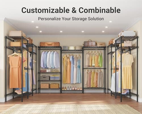 VIPEK V5 Plus Large Portable Closet Rack Freestanding Wardrobe Closet, Multi-Functional Clothes Rack Heavy Duty Metal Clothing Rack for Hanging Clothes, 85.4" L x 15.7" W x 76.4" H, Black - Thumbnail 5