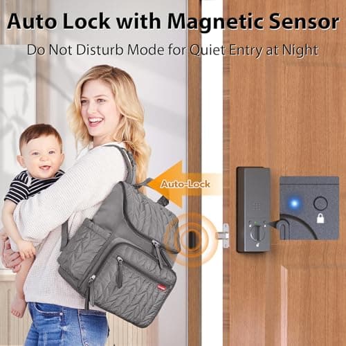 Keyless Entry Door Lock Palm Vein, Bestkid Smart Lock for Front Door with Wireless Doorbell Built-in WiFi, Biometric Deadbolt App Remote Alexa Control Auto Lock Rechargeable Battery - Thumbnail 6
