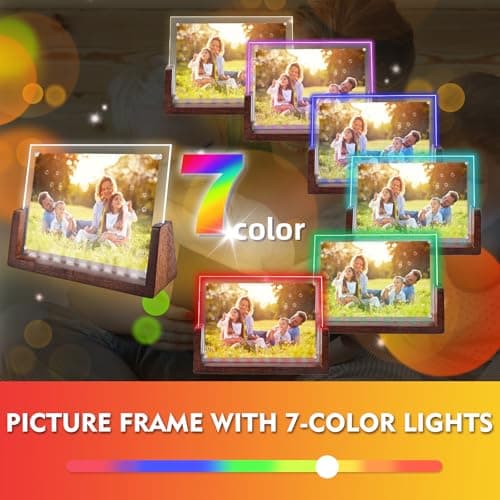 JUOIFIP Light Up Picture Frame 5x7 with Led Clor-Changing- Cute Photo Frame Gifts for Couple, Girl Friend or Family, Clear Acrylic Frames Fits Photos of 4 x 6 or 5 x 7 In (Horizontal) , Lovely Lamp Decor - Thumbnail 2