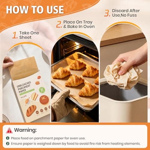 Yarmchahk 200pcs Unbleached Parchment Paper Sheets, 9x13In Precut Cooking Paper Liners for Baking Sheets, Air Fryer, Microwave, Grilling, Oven, Non-Stick,Non-Toxic, Oil Proof, Food Grade - Thumbnail 5