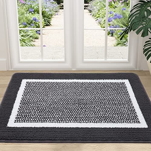 Colorxy Indoor Door Mat, Non-Slip Absorbent Resist Dirt Entrance Mat, Sturdy Low-Profile Inside Floor Carpet Mats, Washable Front Entry Doormats for Entryway, 47''x20'', Dark Grey - Image 1