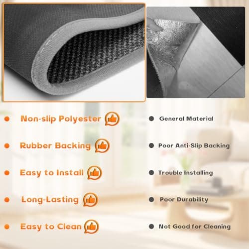 Stair Treads with Non-Slip Rubber Backing, Stair Treads for Wooden Steps, Indoor Stair Carpet Runners, Stair Rugs and Mats for Kids and Dogs, Gray, 30" x 30" in - Thumbnail 4