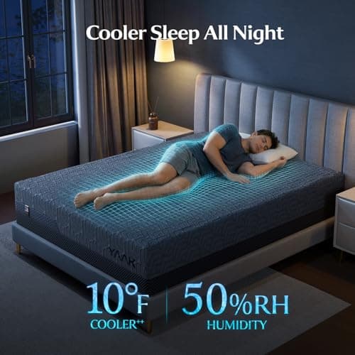 Yaak 14 Inch Queen Size Mattress, Queen Memory Foam Mattress in a Box, Graphene Cooling Cover for Hot Sleepers, Pressure Relief with Comfort Foam, Certipur-US Certified, USA-Made Foam, Medium Firm - Thumbnail 2