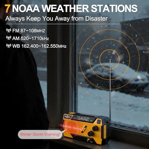 Hand Crank Emergency Radio 7400mWh (2000mAh) Solar Hand Crank Radio Built in 3 Charging Cables AM/FM/NOAA Weather Radio Battery Operated Hand Crank Charger for Emergency Supplies Survival Gear - Thumbnail 3