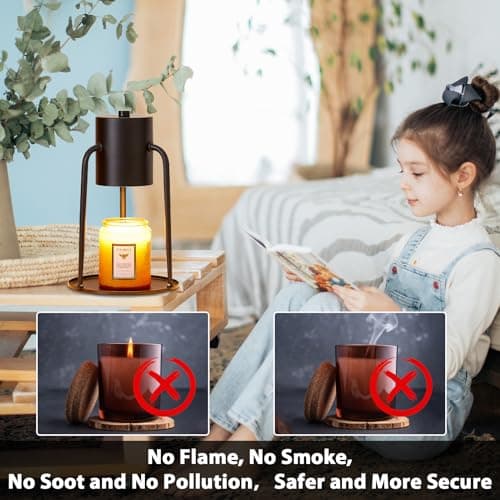 Ligebul Candle Warmer Lamp, Candle Lamp Warmer with Timer Dimmable Candle Light Warmer Candle Warming Lamp for Jar Candles Electric Wax Warmer Lamp (Black) - Thumbnail 5