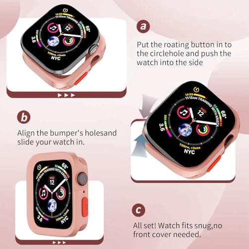 SDOCEBF Rugged Case for Apple Watch Case 41mm 40mm Series 9/8/7/6/5/4/SE3/2/1, Apple Watch Series 8 41mm Case, Soft Flexible TPU Shockproof Protective Cover, Pink - Thumbnail 4