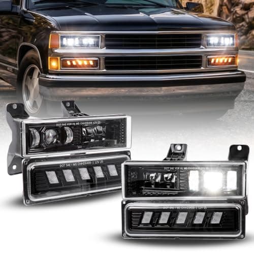 DOT LED Headlight Assembly for 1988-1998 Chevy GMC C10 Silverado Sierra OBS