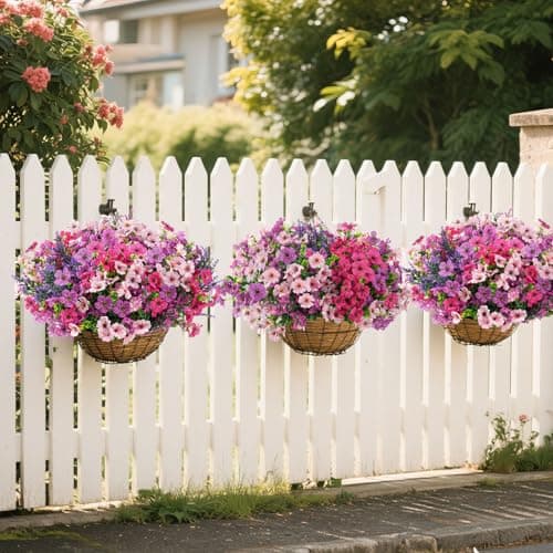 trytuny Artificial Flowers for Outdoor, UV Resistant Realistic Fake Flowers and Faux Plants for Indoor Outdoor, Garden Patio Porch Window Box Decor All Year (12pcs - Mixed Color) - Thumbnail 4