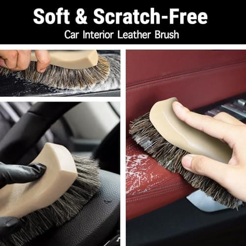 YeewayVeh Long Bristle Horse Hair Brush for Leather, Versatile Leather Cleaning Brush for Car Interior Seat, Carpet, Upholstery, Furniture and Shoes - Thumbnail 4