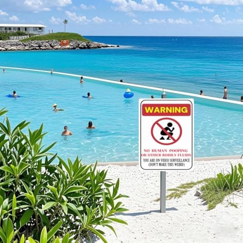 Carastora Humorous Surveillance Yard Sign - "No Human Waste or Bodily Fluids" Message - For Home or Business Security - UV Resistant, Weatherproof, Easy to Install, 12x8 in. - Thumbnail 3