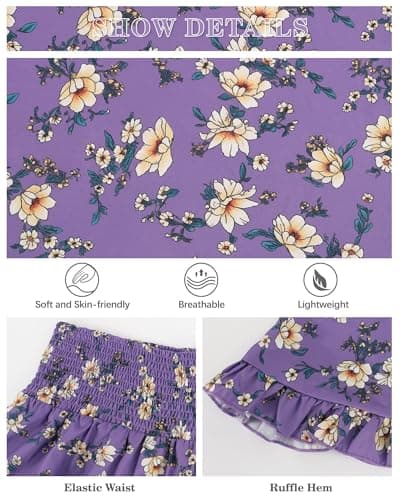 IEEILULU Wide Leg Pants for Women - Beach Pants for Women Flowy Floral Palazzo Pants High Waisted Pants Beach Vacation Outfits Purple Yellow Flower L - Thumbnail 5