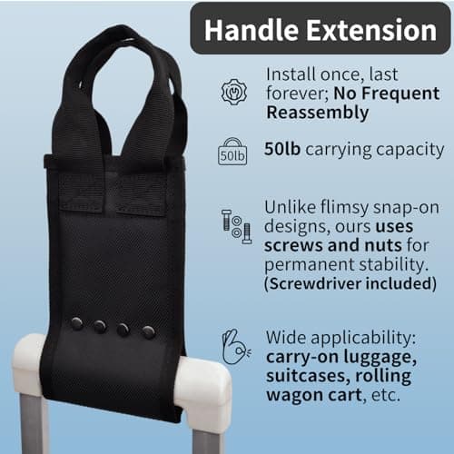 Luggage Handle Extenders, Solve Uncomfortable Reaching by Adding 10" to Existing Handles for Tall Travelers, Universal Luggage Handles Replacement Parts, Luggage Straps for Suitcase Carry-On Bags - Thumbnail 2