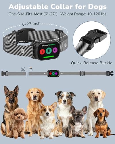 Canivix Dog Shock Collar with Remote Control, 3300FT Dog Training Collar with Beep/Vibration/Shock, Security Lock, IPX8 Waterproof Ecollar Rechargeable for Medium Large Dogs - Thumbnail 6