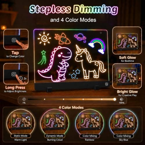 16-Inch LED Drawing Board for Kids | Light Up Doodle Board Glow Drawing Tablet | Reusable Kid Drawing Pad Toy | Arts Supplies Crafts for Kids Ages 4-8 | Creative Art Birthday Gifts for Girls Boys - Thumbnail 4