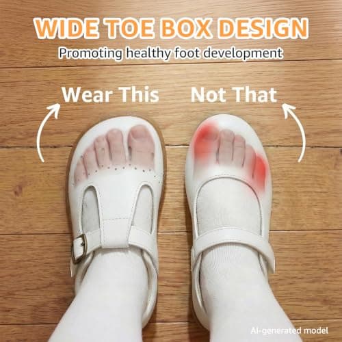 WIDE TOE BOX Toddler Little Girls Mary Jane Ballerina Flats Shoes Slip-on School Party Dress Shoes Uniform Shoes for School White Infant 4 - Thumbnail 5
