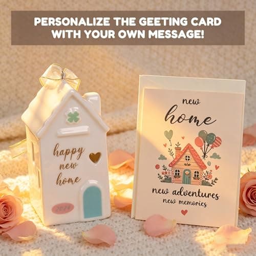 Housewarming Gift for New Home Keepsake, White Ceramic House Keepsake, First Home Gift for Couple or New Homeowners, Moving Into New House Present, Home Sweet Home Decor - Thumbnail 2