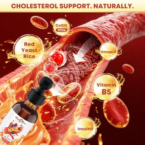 Wellcatcher Red Yeast Rice with CoQ10 Drops: Organic Red Yeast Rice Extract Liquid 2400mg Support Cholesterol & Heart Health for Men Women with Omega-3 Inositol, Blood Orange Flavor Vegan Sugar Free - Thumbnail 4