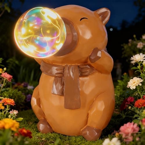 Capybara Garden Statues Solar Garden Decor Outdoor Decorations for Yard Patio Backyard Lawn Porch, Gifts for Women Mom Grandma Gardeners Capybara Lovers - Image 1