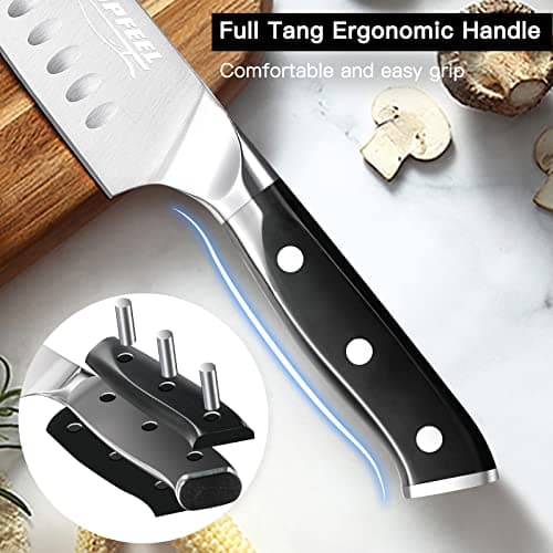 Topfeel Professional Chef Knife Set Sharp Knife, German High Carbon Stainless Steel Kitchen Knife Set 3 PCS-8" Chefs Knife &7" Santoku Knife&5" Utility Knife, Knives Set for Kitchen - Thumbnail 4