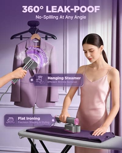 Portable Travel Steamer for Clothes, 100-240V Steamer ＆ Iron for Clothes 2 In 1, Handheld Garment Steamer for Global, Compact Clothes Steamer Iron with Strong Steam Wrinkle Remover for Home/Travel - Thumbnail 5