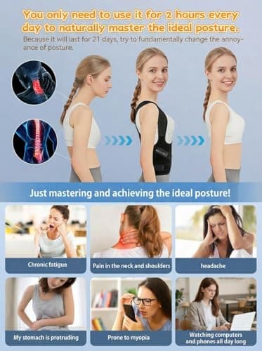 KAJICOO Posture Corrector for Women & Men, Back Brace Adjustable Full Back Support - Shoulder Straightener for Upper & Lower Back Pain Relief, Scoliosis, Hunchback, Hump, Thoracic Spine Correc (Medium) - Thumbnail 4