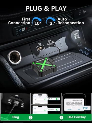 Velontork Wireless Carplay Adapter, Carplay Wireless Adapter for iPhone car Play Adapter, Plug & Play, No Latency for iPhone iOS10+ (Green) - Thumbnail 3