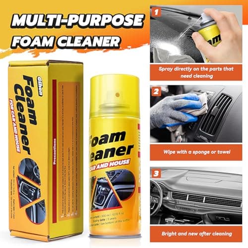 Gihen Multi-Purpose Foam Cleaner Spray for Auto Interior & Household Surfaces, All-Round Dirt Remover for Car Seats Dashboard Couch Fabric, 300ml - Thumbnail 3