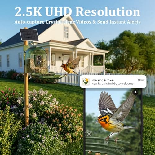HIXX Smart Bird Feeder with 4MP Camera – Auto Capture Video, AI Bird Identification, Large Capacity & Seed Guard, Solar Powered Night Light, Live Birdwatching Camera for Lovers, Family & Friends - Thumbnail 6