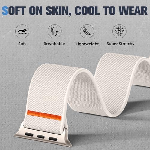 Stretchy Sport Bands Compatible for Apple Watch Series 11 Band 46mm 49mm 45mm 44mm 42mm Men, Nylon Elastic Braided Strap & Fabric Cloth Wristband for iWatch Series 11 10 9 8 7 6 5 4 SE Ultra 3/2 - Thumbnail 3