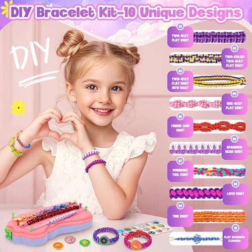 yiwaga Bracelet Making Kit for Girls, Arts and Crafts for Kids Ages 8-12, Friendship Bracelet Kit, Bracelets String Maker Toys Set Gifts for Kids 6 7 8 9 10 11 12+ Years Old, Chirsmas Birthday - Thumbnail 4
