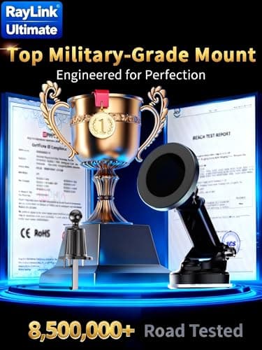 RayLink for Military-Grade Magnetic Car Mount【122+lbs Suction & 25lbs Magnet】 for MagSafe Phone Holder【3-in-1 Windshield+Vent+Dash】 Universal Cell Phone Holder for Car Truck SUV - Thumbnail 4