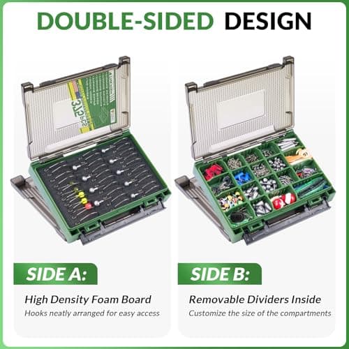 THKFISH 375pcs Fishing Accessories Kit, Double sided Organized Fishing Tackle Box with Tackle Included Hooks, Weights Sinkers, Bass Fishing Gear Gifts - Thumbnail 2