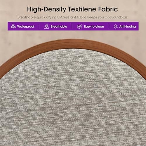 PURPLE LEAF Outdoor Swivel Bar Height Stools Set of 2 Metal Modern Wicker Bar Chairs with Back Aluminum Woven Barstools with Cushions for Kitchen Balcony Garden Indoor Teak - Thumbnail 4