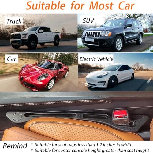 JCL Car Seat Gap Filler 2 Pack, Soft Multifunctional Gap Filler for Car Seat Gap Filler Organizer, Universal Car Gap Seat Filler Fits Car Truck SUV to Fill The Gap Between Seat and Console - Thumbnail 6
