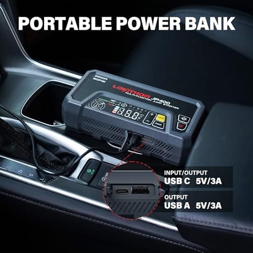 LOKITHOR JP400 Jump Starter with Air Compressor, 2500A 12V Car Battery Jumper Starter Portable (8.5L Gas/6.5L Diesel) Jump Box for Car Battery with ConnectMax, 150PSI Tire Inflator, Jumper Cables - Thumbnail 6