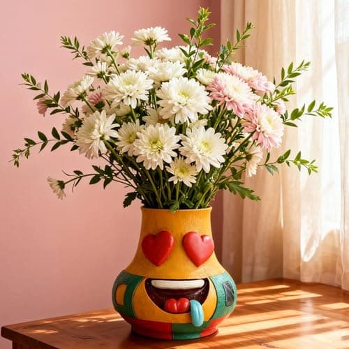 U WONDERFUL Cute Flower vase - Flower Vase Unique, Funny Cool Face Vase, Gifts for Couples, Home Decor Living Room, Art Deco Vase for Table Centerpiece Wedding Dining Office House - Thumbnail 6