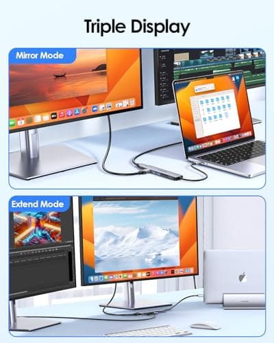 LENTION Laptop Docking Station Dual Monitor 4K@60Hz 7-in-1 USB C Hub Multiport Adapter with PD 100W Fast Charging, 2 USB A 3.0 Ports, SD&Micro SD Card Reader for 2025-2016 MacBook Pro/Air, MacBook Neo - Thumbnail 2