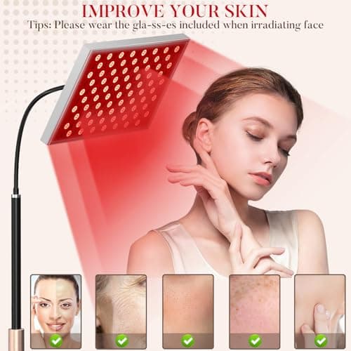 i-Venoya Red Light Therapy for Body: Infrared Light Therapy Panel Lamp with Stand, 660nm Deep Red and 850nm Near Infrared LED Device at Home for Face and Body - Thumbnail 2