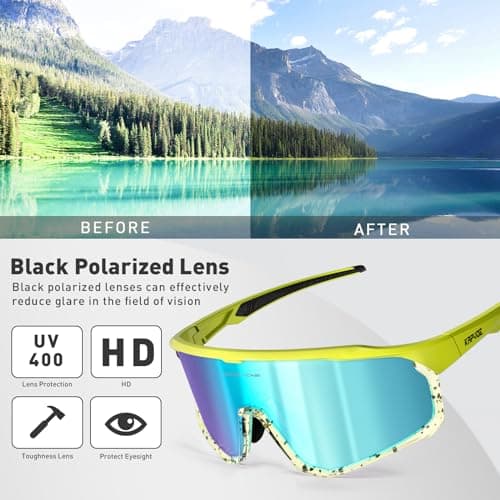 KAPVOE Polarized Cycling Glasses Men Women Mountain Bike Sunglasses MTB Glasses TR90 Sport Glasses Biking Sunglasses Bicycle Riding Goggles Road Cycling Sunglasses Running Golf Cycle Glasses Green - Thumbnail 4