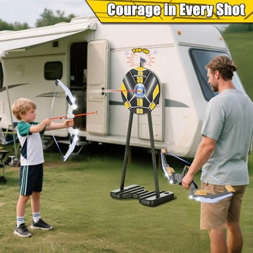 2 Pack Bow and Arrow for Kids, LED Light Up Archery Set with 20 Suction Cup Arrows&2 Quivers Indoor Outdoor Games for Kids Ages 4-8 8-12 Birthday Gifts Toys for 5 6 7 8 9 10 11 12 Year Old Boys Girls - Thumbnail 2