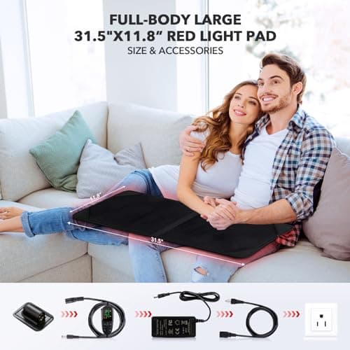 Red Light Therapy for Body, 31.5" * 11.8" Red Light Therapy Pad, Dual Chip Grade 360 LEDs 660nm & 850nm Infrared Light Therapy for Body Back Waist Shoulder Knee Joint Pain Relief, Gift for Women Men - Thumbnail 3