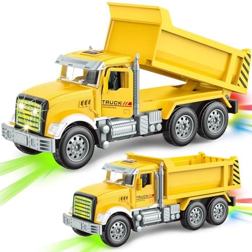 Car Toys for Toddlers, Dump Truck Toy with 1 Self-Lifting Bed, Lights Music Toy Trucks Construction Vehicle with 2 Opening Doors,Toys for 3 4 5 6 Year Old Boy Girl, Kids Christmas Birthday Gifts - Image 1
