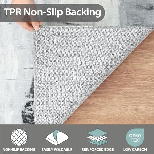 ULTSOFE Area Rugs for Living Room, 5x7 Washable Neutral Grey Abstract Soft Thin Non-Slip Backing Large Rug Home Office Bedroom Home Office Under Dining Table Farmhouse Nursery Indoor Floor Carpet Rugs - Thumbnail 6